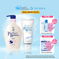 Combo Sữa tắm dưỡng ẩm Senka Perfect Whip hương hoa hồng, đinh hương 500ml và Sữa rửa mặt chiết xuất đất sét trắng Senka Perfect Whip Clay 120g