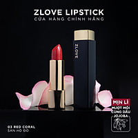 Son Lì Không Chì Lâu Trôi ZLove Cao Cấp - Lên Môi Màu Chuẩn Dưỡng Ẩm Tốt, Không Khô Môi 3.5g ( Màu San Hô Đỏ)