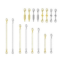 16 Pieces DIY Clasps with Chain Extenders for Bracelet Manufacture Round Chain Clasp Jewelry Connector