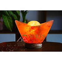 Đèn Đá Muối Hình Thỏi Vàng Đế Cẩm Thạch