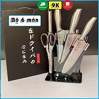 Bộ Dao Nhật 6 Món Nhà Bếp Chất Liệu Inox Cao Cấp Có Khay Đựng Sang Trọng Tiện Lợi