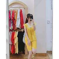 Đồ Mặc Nhà Cao Cấp _ Bộ Sát Nách Bánh Bèo Chất Đũi Xước Tơ Có Size Tới 85kg SP13