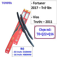 Bộ 2 thanh gạt nước mưa ô tô đa năng Nano cao cấp dành cho hãng xe Toyota: Camry-Altis-Yaris-Fortuner-Vios-Hilux-Innova-Land Cruiser-Avalon-Previa