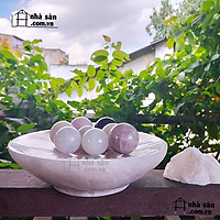 Đĩa đá thạch anh hồng tự nhiên D01 - Nặng 4.35kg kích thước (24x6)cm - Vật phẩm phong thủy trang trí