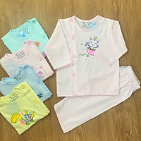 COMBO 3 Bộ quần áo sơ sinh cotton J-FR GGY | Mẫu Tay Dài Cài Lệch Màu Nhạt | Size 1 -3 cho bé sơ sinh -9 kg| Chất vải thun cotton 100% xịn, đẹp, mềm, họa tiết xinh | Hàng Việt Nam | Quần sơ sinh | Áo sơ sinh | Quần áo trẻ em