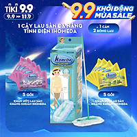 Combo 1 Bộ Cây Lau Sàn Đa Năng iHomeDa & 5 + 5 Khăn ướt lau sàn kháng khuẩn tiện dụng iHomeDa ( Hương Cam & Hương Lavender) - Combo 1 Multi functional cleaning mop and 5 + 5 flooring wet wipes/ iHomeda cleaning mop combine with wet wipes