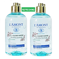 Combo 2 Nước Tẩy Trang Tươi Mát Sáng Da All Clean Water Micellar Fomula Refreshing Lamont En Provence (250ml x 2 Chai)