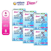 Bộ 6 Gói Băng Vệ Sinh Diana Sensi Cool Fresh Siêu Mỏng Cánh Gói 8 Miếng