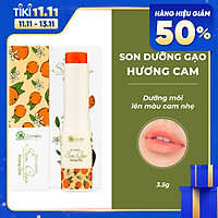 Son Dưỡng Môi Gạo Hương Cam Có Màu Phớt Cam Nhẹ Dưỡng Môi Hết Khô Nẻ An Toàn Từ Thiên Nhiên Cỏ Mềm 3.8g