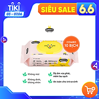 Combo 9 Khăn ướt thiên nhiên KOKOFiT màu hồng 50% vải rayon 70 tờ/hộp