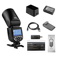Godox V1O Professional Camera Flash Speedlite Speedlight Round Head Wireless 2.4G Compatible with Olympus Cameras for - Black - JP Plug