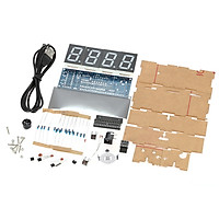 Bộ Lắp Ráp DIY Đồng Hồ Điện Tử 4 Số Hiển Thị Ngày Giờ Nhiệt Độ Vỏ Trong - Xanh