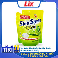 Túi Nước Rửa Chén Lix Siêu Sạch Hương Chanh 1.5Kg N4302 - Sạch Bóng Vết Dầu Mỡ