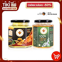 Combo Tinh bột nghệ nếp vàng 200g và mật ong rừng nguyên chất Honimore 360g - Giúp hỗ trợ cải thiện đau dạ dày, chăm sóc da, tăng cường sức đề kháng