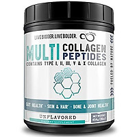 Multi-Collagen Peptides Protein Powder - Type I, II, III, V & X - Pure Blend of Grass-fed Beef, Chicken, Eggshell, Wild Fish & Bone Broth - All 9 Essential Amino Acids - Unflavored (Unflavored, 16oz)
