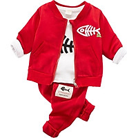 3pcs/set Autumn Kids Clothes for Boys Baby Boy Cotton Long Sleeve Stripe T-shirt Tops+Hooded Vest Sweatshirt+Trousers Outfits