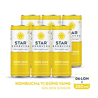 Lốc 6 lon thức uống lên men STAR KOMBUCHA Gừng Vàng / Golden Ginger (250ml/lon)