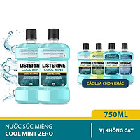 Bộ 2 Chai Nước Súc Miệng Listerine Giúp Hơi Thở Thơm Mát Cool Mint Zero 750mlx2