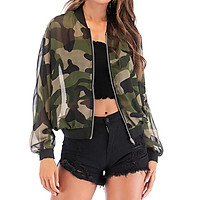 Woman Coat Casual Camouflage Jacket Sun-protective Outwear for Camping Hiking