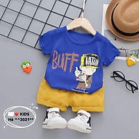 Bộ quần áo bé trai buff cotton 4 chiều quần kate cho bé từ 8kg đến 22kg( màu cam, xanh, đen, trắng)