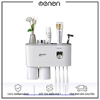 Kệ Nhà Tắm Kèm Nhả Kem Đánh Răng Tự Động 2 Cốc OENON Lắp Đặt Dán Tường