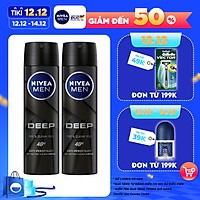 Bộ đôi Xịt ngăn mùi NIVEA MEN Deep than đen hoạt tính (150ml x2) - 80027
