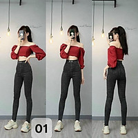 Quần Jeans Nữ Lưng Cao, Quần Bò nữ Cạp Cao Co Giãn Ống Suông MuradFashion MS436