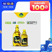 Combo Dầu ăn Oliu hạt cải Kankoo nhập khẩu từ Úc (chai 1 lít + chai 2 lít)