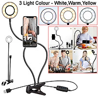 Selfie Flash Ring Light Mobile Phone Holder 24 LED Camera Long Arm USB Clip