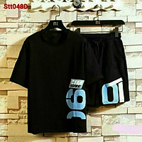 Đồ bộ thể thao thun lạnh mặc mát có ảnh thật K086 2 màu Trắng và Đen size M L.