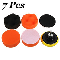 7pc 3inch Auto Vehicle Car Cleaning Tools Polish Wax Foam Sponge Pad Polisher Buffer Set Drill Adapter Kit