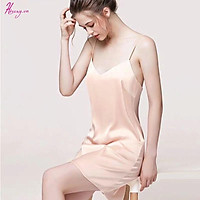 Váy Ngủ Nữ M03 Lụa Satin Trơn Dáng Xuông Liền Thân Hisexy
