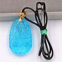 Vòng cổ phật Thiên Thủ Thiên Nhãn thủy tinh xanh lam 3.6cm