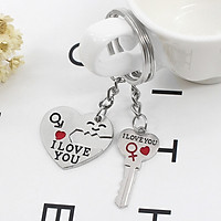 Cặp móc khóa trái tim và chìa khóa trái tim bản kết nối dành cho các cặp tình nhân cực dễ thương