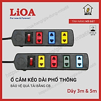 Ổ Cắm Điện LiOA Phổ Thông - Ổ Cắm Điện 3 lỗ - 4 lỗ có CB an toàn dây dài 3m/5m