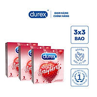 Bộ 3 Bao Cao Su Durex Sensual Strawberry - Hộp 3 chiếc