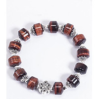 Vòng Tay Phong Thủy Đá Mắt Hổ Nâu Đỏ Phối Charm Kết Đồng Tâm (12mm) Mệnh Hỏa, Thổ Ngọc Quý Gemstones