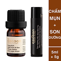 Combo chấm mụn bí đao cocoon 5ml giảm sưng ngừa mụn + son dưỡng môi bến Tre dầu dừa cocoon 5g