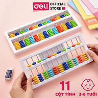 Bàn tính gảy hạt soroban 5/7 dòng dành cho bé học toán làm toán nhanh Deli - 74320 / 74322