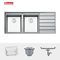 Chậu rửa bát Konox, European Series, Model Premium KS11650 2B , Inox 304AISI tiêu chuẩn châu Âu, 1160x500x215(mm), Hàng chính hãng