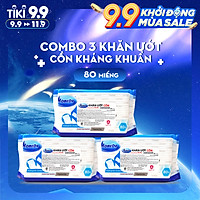 Combo 3 Gói Khăn ướt kháng khuẩn có cồn cao cấp iHomeda ( 80 Miếng/ Gói) - Combo 3 of iHomeda premium anti-bacteria alcohol wipes ( 80 sheets per packpage)