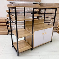 Kệ lò vi sóng đa năng có tủ gỗ 4 tầng - tối ưu diện tích- màu ngẫu nhiên