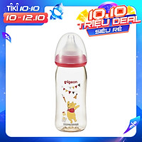 Bình sữa cổ rộng PPSU Plus Gấu Pooh Pigeon 240ml (M)