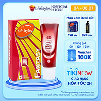 Combo Bao Cao Su LifeStyles Fantasy Có Gân Ngang Ôm Sát Cao Cấp Hộp 12 bao + Gel Bôi Trơn LifeStyles Warm Lovin' 50ml