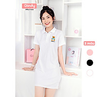 Váy Polo nữ Thương hiệu GINDY họa tiết Gấu Teddy chất cotton co giãn trẻ trung thanh lịch V5118