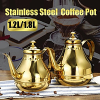 1.2/1.8L Golden Stainless Steel Coffee Pot Kettle Teapot Kettle With Filter Fit for Direct Fire Heating and Induction Cooker