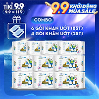 ( Combo 6 + 4) Khăn ướt làm sạch tinh khiết dành cho bé Oma&Baby với công thức Chlorhexidine Digluconate kháng khuẩn an toàn, dịu nhẹ trong khăn ( 6 gói 85 tờ và 4 gói 25 tờ ) - Combo 6 packages of Oma&Baby premium baby wet wipes ( 85 sheets per package*