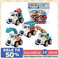 Đồ chơi lắp ghép xe công trình KAVY gồm 4 xe kèm vít, rất nhiều màu sắc, nhựa nguyên sinh an toàn