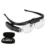 4.5X Magnifying Headset with LED Light Magnifying Glass Head Mounted Jewelry Loupe Magnifier with Multiple Lens 2 LED