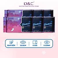 Combo 6 Băng vệ sinh ban đêm Glamiss Cool thảo dược 33.8cm siêu mát siêu khô thoáng